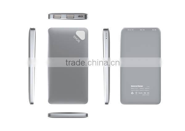 Super slim ABS 10000mAh lithium polymer power bank for smartphones