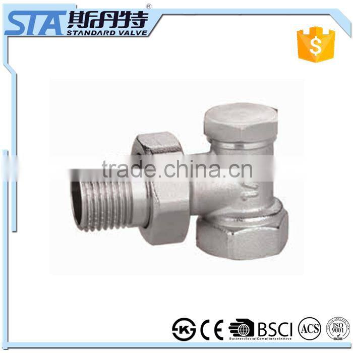 ART.5035 China factory low price lead free customized forged npt brass male threaded angle radiator valve with white handle