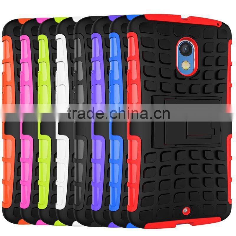 Hot! New! 2 in 1 Dual Slim Armor TPU&PC kickstand phone case for moto x play made in china
