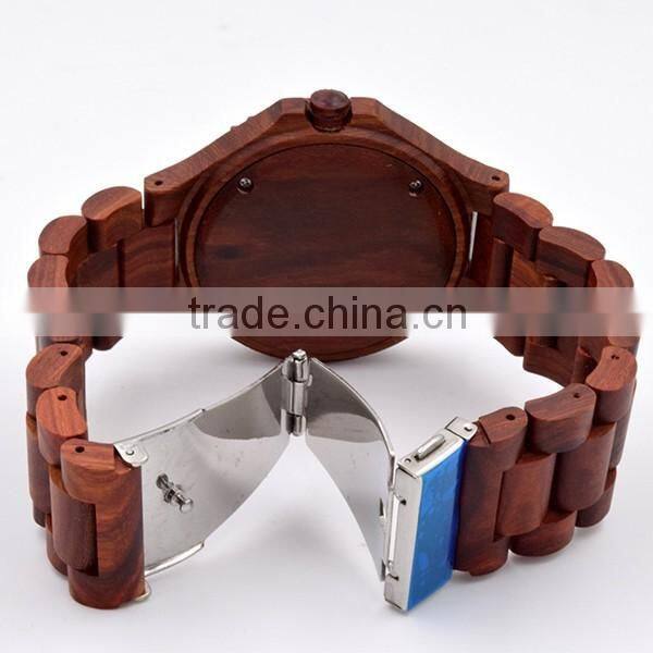 2016 Hot selling fashion round quartz wood watch