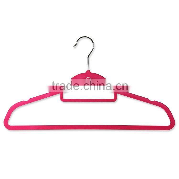 Flocked Suit Hanger with Tie Bar and Cascading Hook