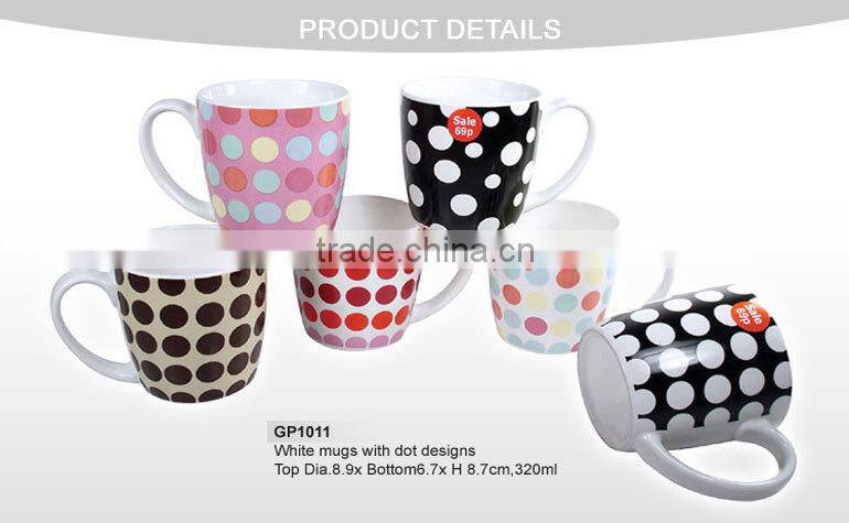 beautiful gift ceramic coffee mug with dot design