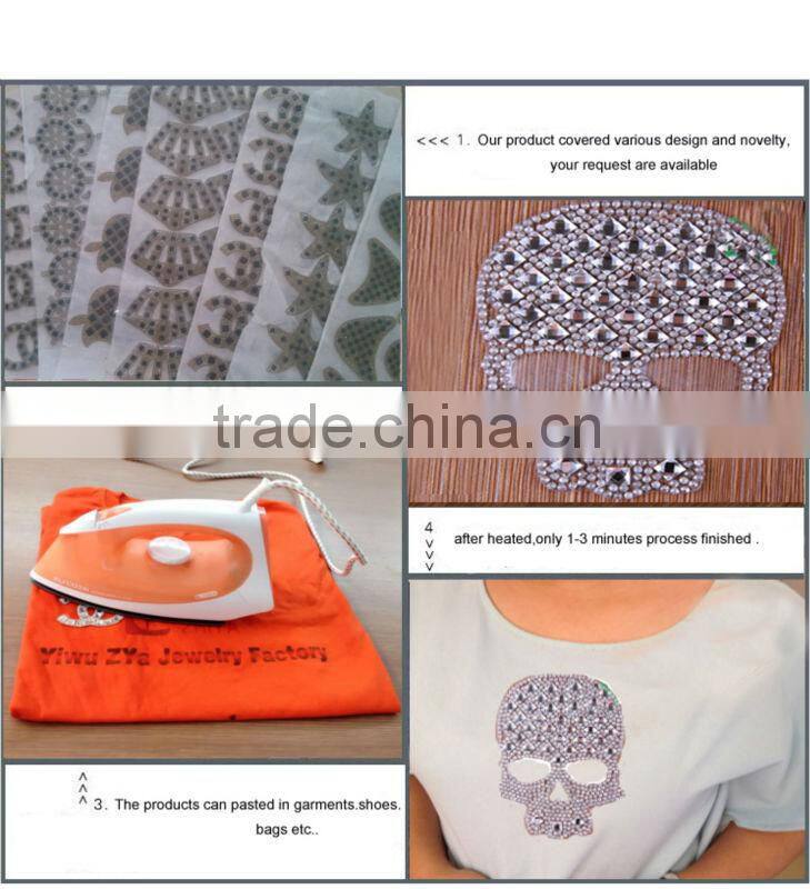 wholesale 2016 Custom Skull theme rhinestone transfer for Clothing