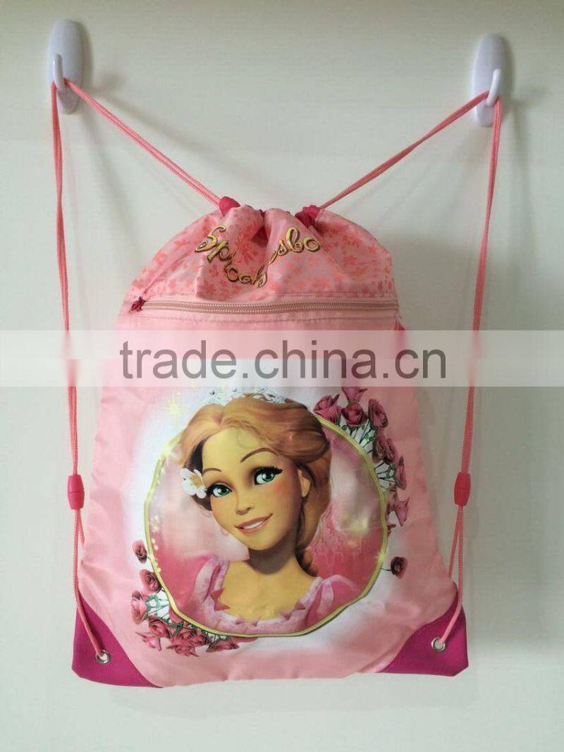 Pink Pretty Image Drawstring Backpack for Girls