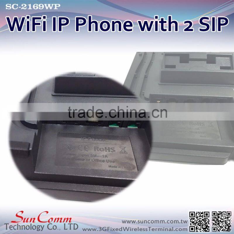 SC-2169WP WiFi network desktop VoIP Phone with 2 SIP Line