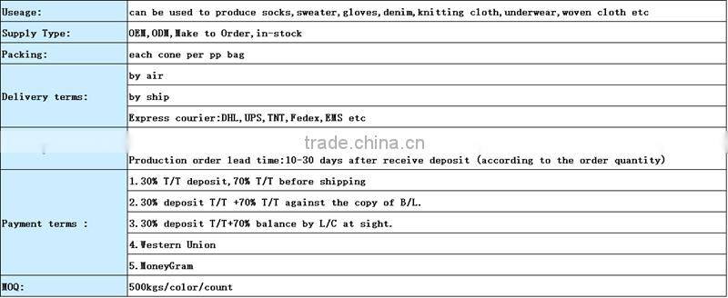 recycled dyed 30/1 100% ring spun polyester yarn manufacturer in china