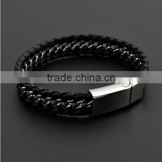 hot selling men genuine leather bracelets wholesale