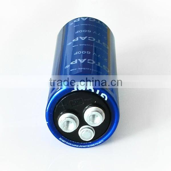 large capacitance gold 2.7v 600 F super capacitor