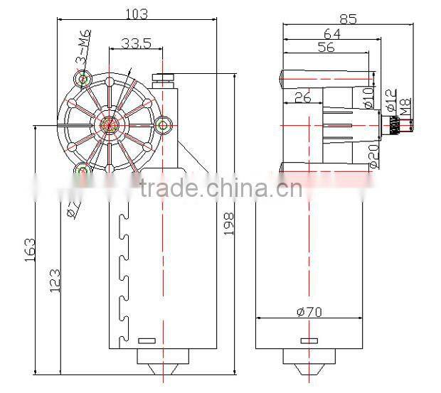 70W Wiper Motor Specification 12/24V