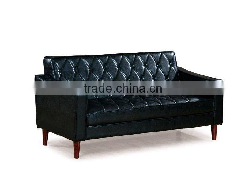 Antique wooden two seat sofa with leather