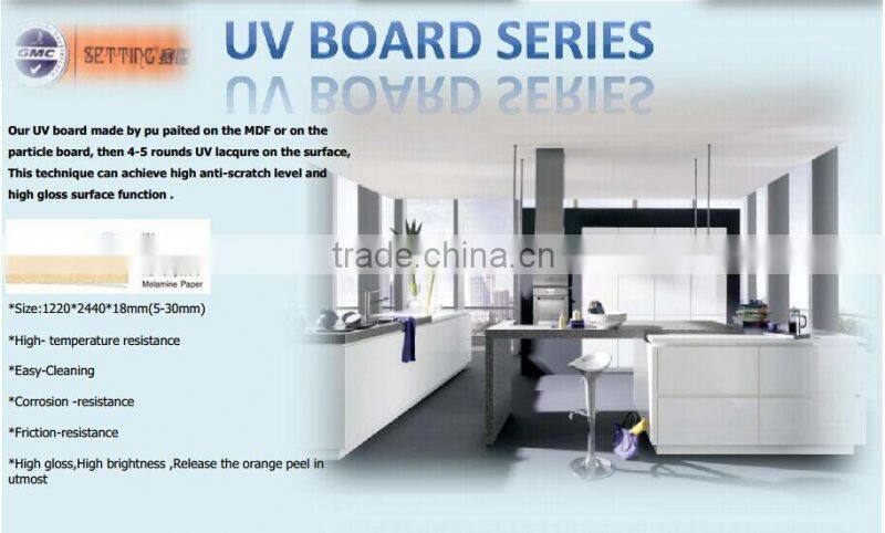 uv lacquer coated mdf panel in pure black color for kitchen cabinet