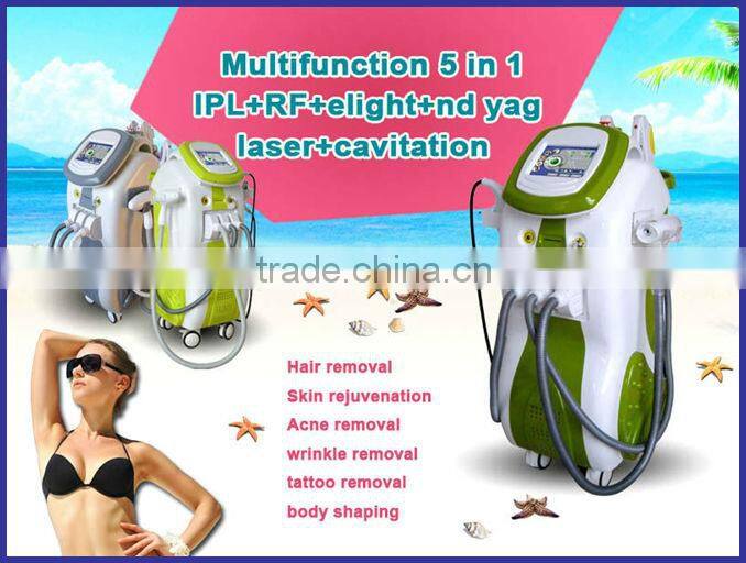 Highest power multifunctional IPL+ELight+nd yag laser beauty salon laser machine with CE ISO TGA MCE