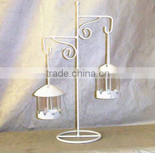 white hanging Lantern with stand