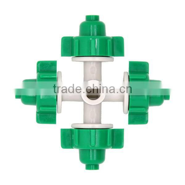 Watering Four Outlet Mister and Fogger Sprinkler Irrigation in Greenhouse and Garden