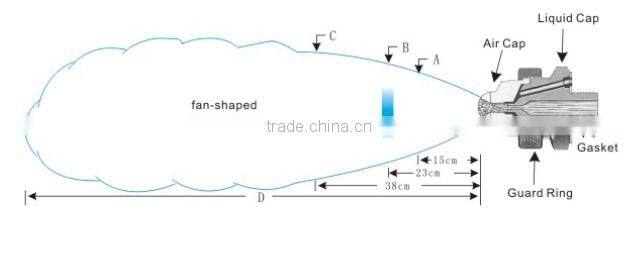 Flat fan shaped adjustable air atomizing nozzle