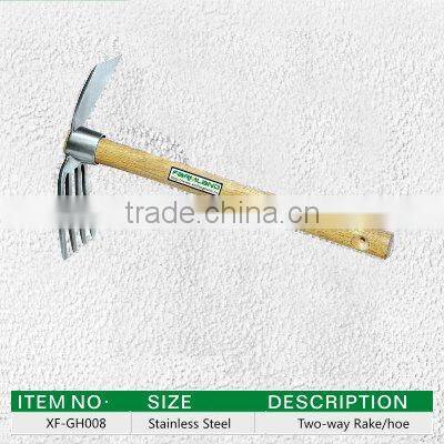 carbon steel leaf grabber rake with wooden handle farming rake