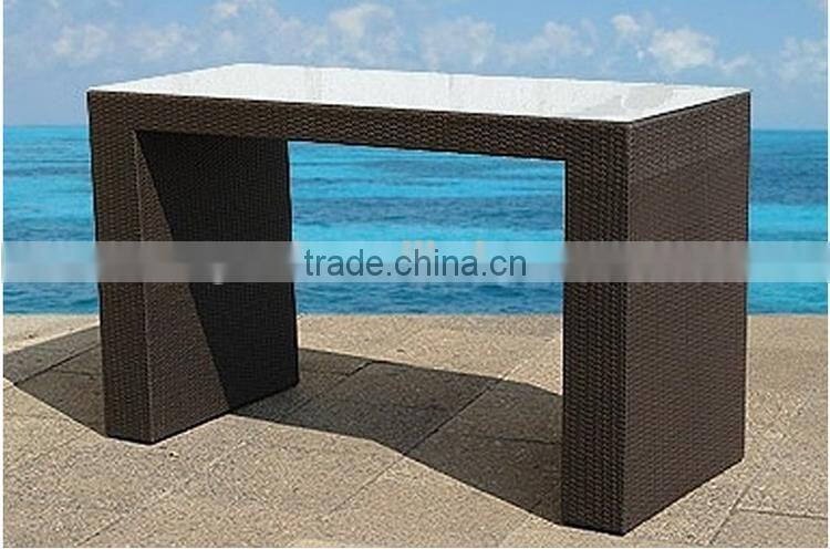 Latest high armless seat design rattan outdoor dining table and chair set