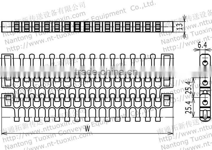 S2400 Flush Grid Radius Conveyor Belt