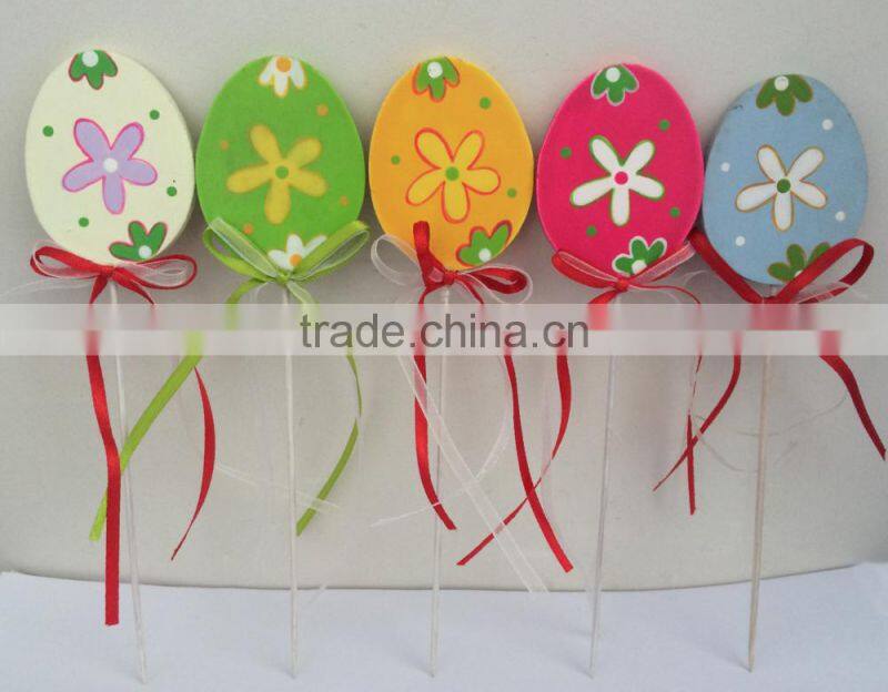 promotion design good quality popular easter decoration wooden rabbit picks stick decoration