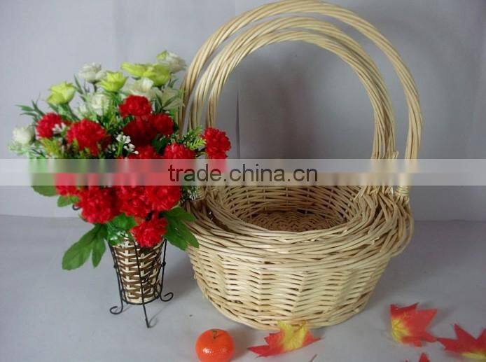2014 Wicker handmade decorate flower basket with hanging as wedding decor
