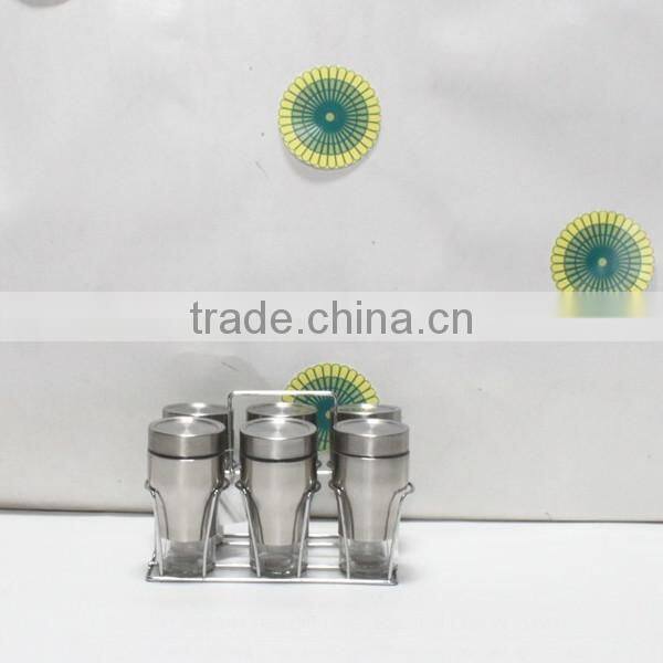 4pcs glass spice jar set with s/s stand