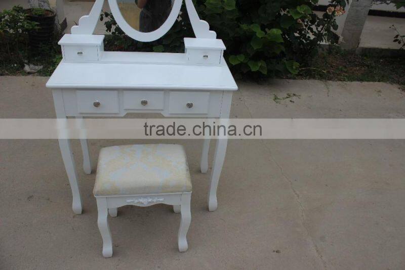 2016 Hot Sale Antique Dressing Table with Mirrors & Stool