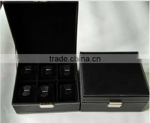 Watch Box 6 Mens Black Leather Display Jewelry Case Organizer With Pillows