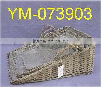 White Willow Flower Basket In Boat Shape