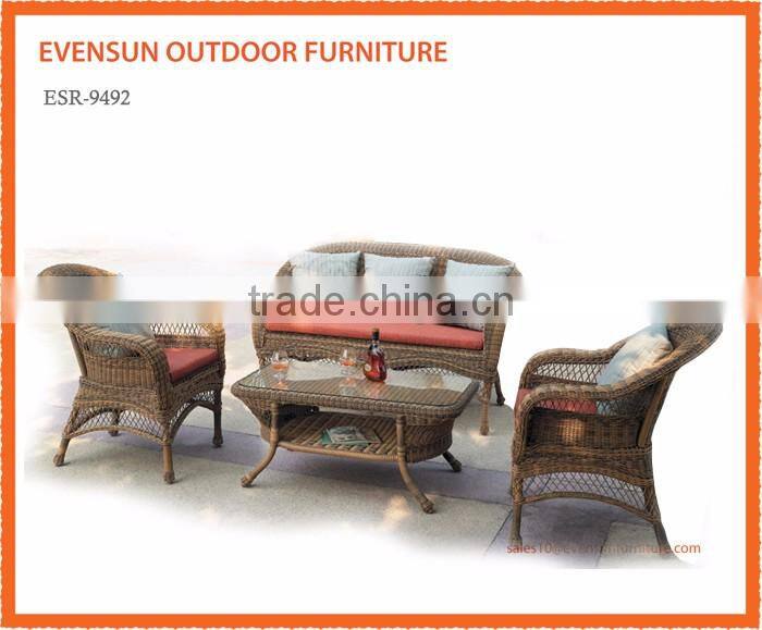 4 PCS Cushioned Outdoor Wicker Patio Set Garden Lawn Rattan Sofa Furniture