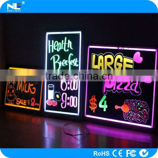 Semi-outdoor tempered glass panel LED writing board illuminated LED message board restaurant LED advertising board