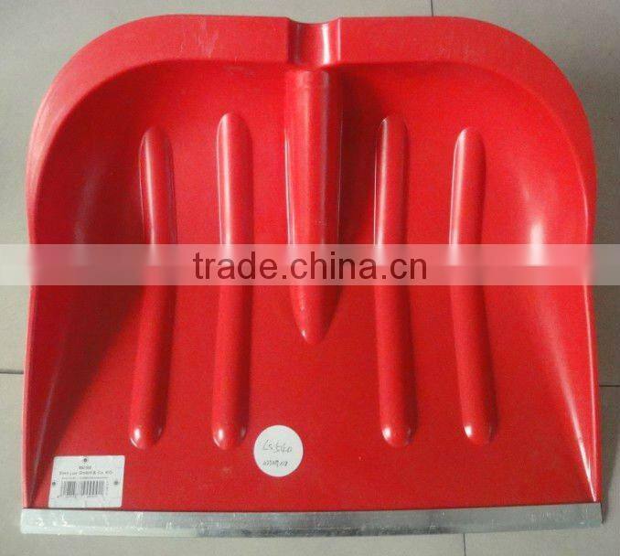 RED PLASTIC SNOW SHOVEL