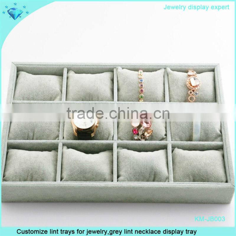 Customize grey lint necklace display tray with many grid