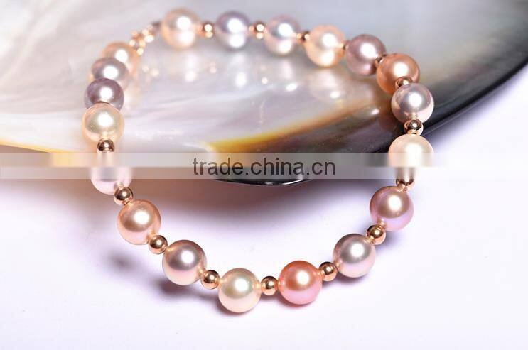 AAA 13-14mm round multicolors Edison pearl bracelet
