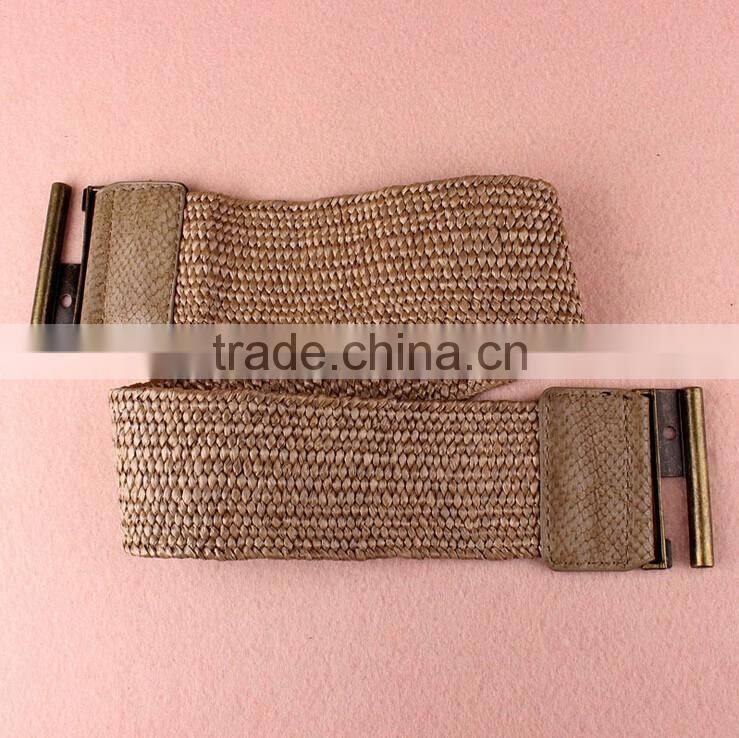 Wholesale decorative alloy buckle women lady snake pattern wide PU waist belt