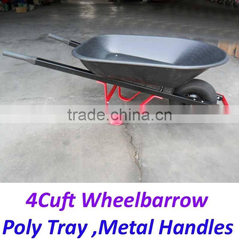 America 4Cuft Poly Tray Metal Handles Wheelbarrow for Gardenning
