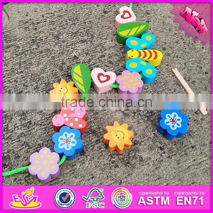 2016 new design educational wooden toddler threading toys W11E063
