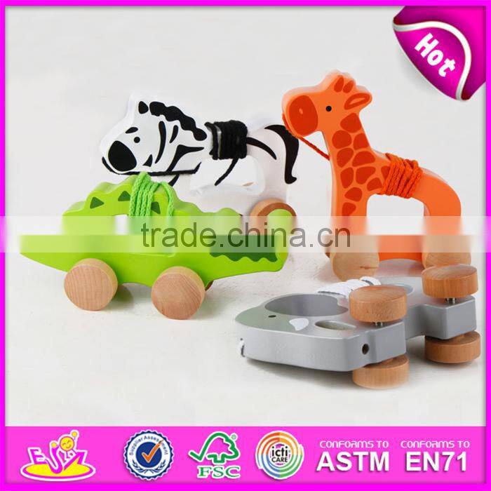 2015 Lovely wooden pull toy for kids,Best seller Children pull line toy,High quality Baby wooden toy pull and push toy W05B084