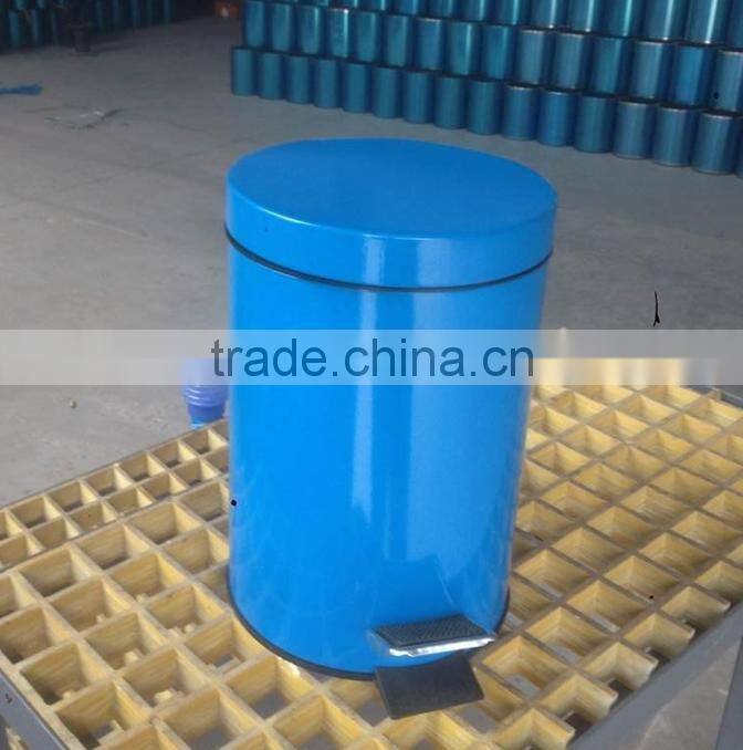 blue color 410# stainless steel dustbin/trashcan with good quality