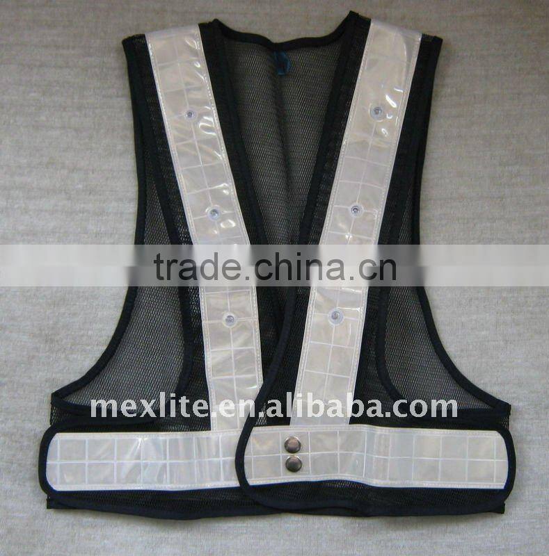 Reflective Led Lighted Flashing Police Safety Vest With Velcro EN471 High Visibility