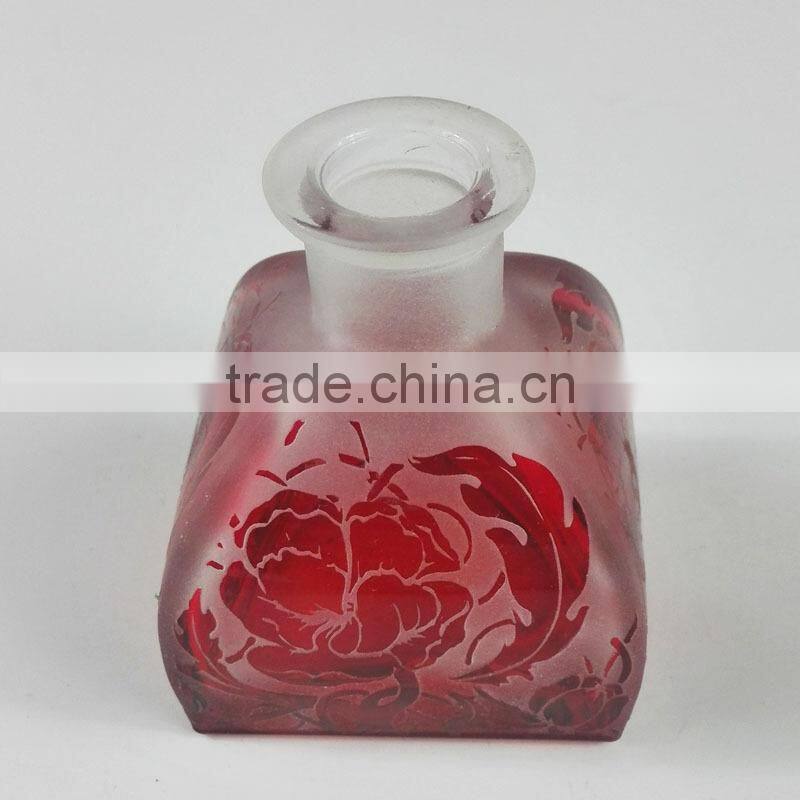 orange and red yurt glass bottle for 50ml reed diffuser with cork/glass stopper