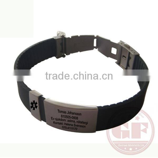 FDA Approved Top OEM 12 Colors Wide Silicone Medical QR Code Bracelet