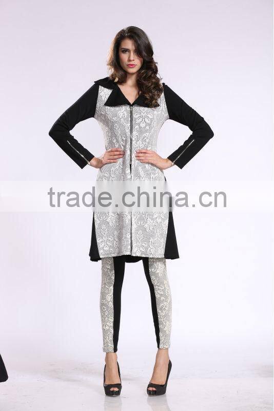 2014 New Arrival Women Hit Color Stitching Zipper Suit Designer Blazers