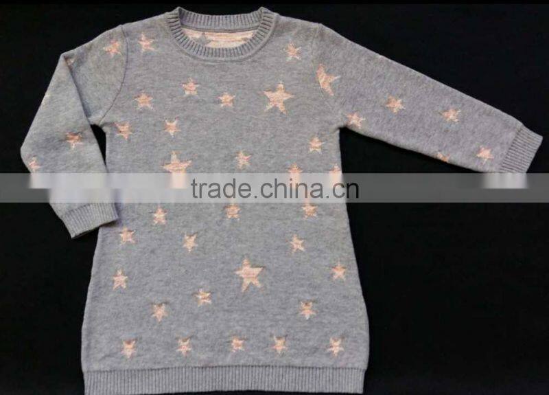 Children thick long dress sweaters with stars all over (BKNB23)
