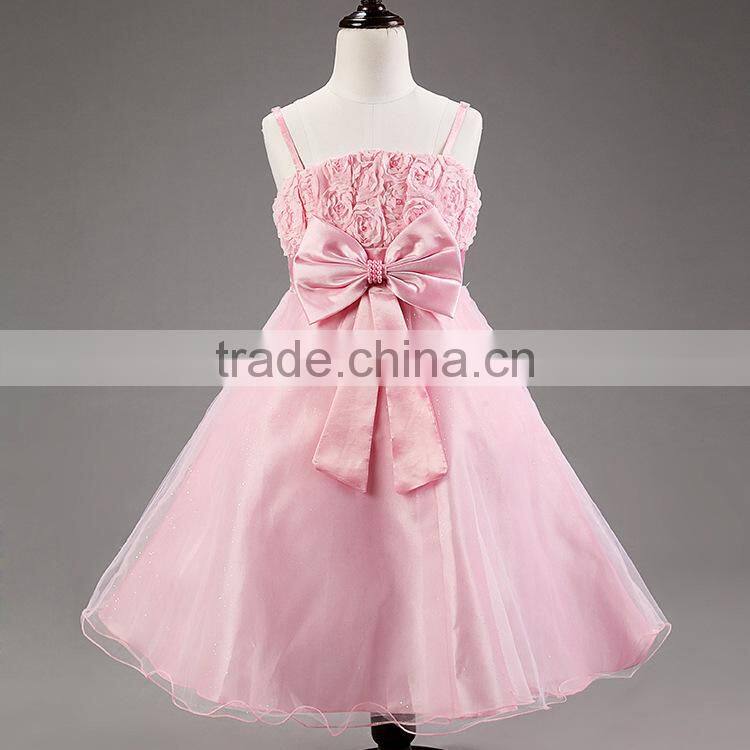 MGOO 2016 Celebration Pink Wedding Girl Dresses Flowers Cheap Price Boutique Girl Clothing MGT015-3