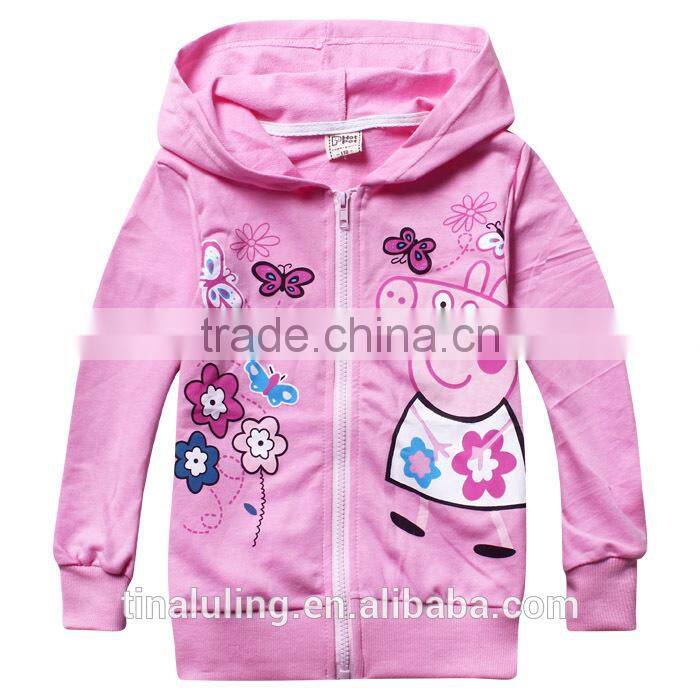 fashion girls cartoon zipper-up sweatshirt kids hoodie