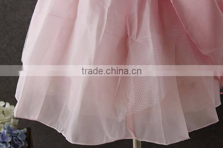 Summer frock designs pictures Baby girls one-piece party dresses Sleeveless Puffy Applique Pink Flower Shiny performance dress