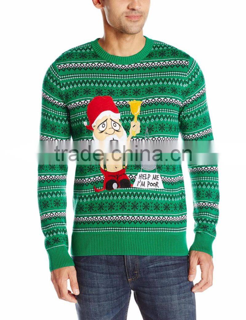 Men Green Sweater Poor Christmas Man Pattern Christmas Cardigan