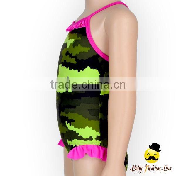 YZA-001 Yihong Fancy Baby Swimsuit Printed Pattern Ruffle One Piece Toddle Girls Swimsuit Beachwear Designs