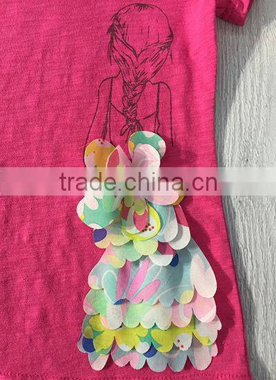 2016 new little girl boutique clothing t-shirt