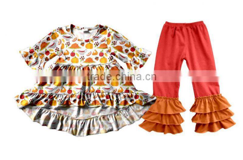 Halloween Pumpkin style Fall baby Girls Clothing Wholesale Boutique Childrens Ruffle kids Clothes